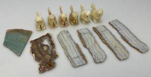 lot 132 image: Misc. Rock Slices, Stone Animals (Some Have Chips Present) & More