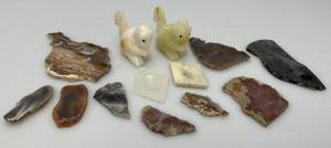 lot 135 image: Misc. Rock Slices, Stone Animals (Some Have Chips Present) & More