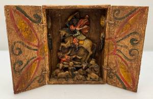 lot 213 image: Est. $100.00 - $350.00 Vintage Peruvian Wooden RetabloAlter Box