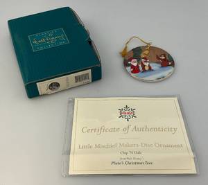 lot 217 image: WDCC Walt Disney Classic Collection Chip And Dale (Little Mischief Makers) Disc Ornament (With COA In Original Box And Certificate Of Authenticity)