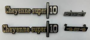 lot 221 image: 1973-76 Front Fender Emblems Cheyennie Super 10 LhRh Pair For Chevrolet Truck & 454 Emblems
