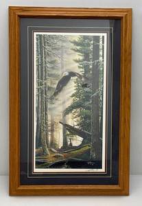 lot 243 image: Framed Behind Glass 19 x 29 34 Rick Kelly American Heritage Print Pencil Signed