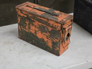 lot 240 image: Metal Military Ammo Box 3-78 x 10-78 x 7-14