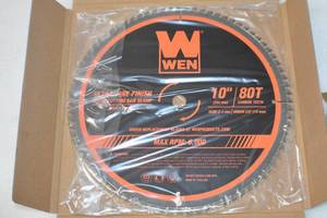 lot 5 image: WEN BL1080 10-Inch 80-Tooth Carbide-Tipped Ultra-Fine Finish Professional Woodworking Saw Blade for Miter Saws and Table Saws