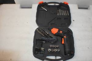 lot 7 image: WEN 49140 4V Max Lithium Ion Rechargeable Cordless Electric Screwdriver and Flashlight with Carrying Case and 40 Accessories