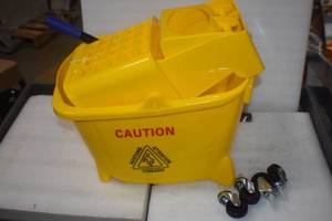 lot 54 image: WEN 73034B Rolling Mop Bucket with Down Press Wringer, 26-Quart Capacity