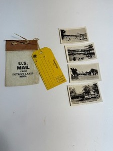 lot 25 image: Vintage Small U.S. Mail Bag Containing Four Photos