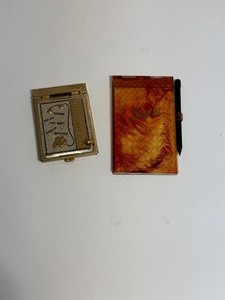 lot 27 image: Gold Tone Metal Mini GR Flip Address Book  & Celluloid Fosta Tablet with Attached Pencil