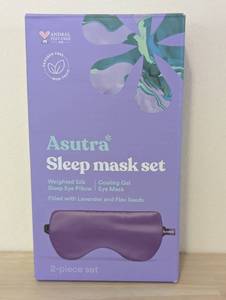lot 14 image: Asutra Natural Sleep Mask Set with Weighted Lavender Silk Eye Pillow & Cooling Gel Mask - 2pc