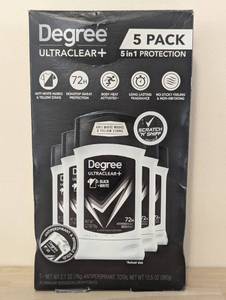 lot 35 image: 5 Pack - Degree Solid Antiperspirant Deodorant Ultra clear Mens BlackWhite 2.7ozEa