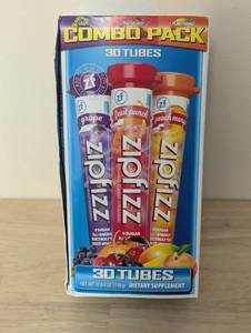 lot 81 image: Zipfizz Multi-Vitamin Energy Hydration Drink Mix Grape Fruit Punch Mango Pack of 29 Pieces(1 fruit Punch Gone)