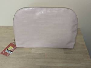 lot 91 image: Sonia Kashuk Large Dome CaseMakeup Bag, Pink Faux Croc, 2 Pieces