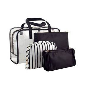 lot 92 image: Sonia Kashuk Makeup Organizer Bag Set Clear Weekender 4 Bags - New