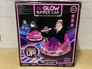 lot 423 image: 6V Pink Glow Bumper Car, Battery Powered Ride on for Children