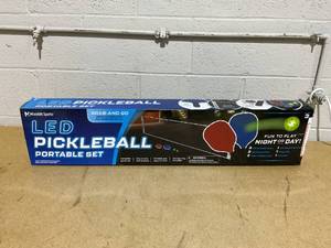 lot 142 image: MinnARK Sports LED Pickleball Portable Set, Light-Up Net, Paddles, and Balls, for Driveway & Backyard, Ages 3