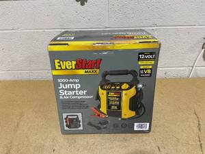 lot 181 image: EverStart Maxx 1000 Peak Amp Jump Starter with 120 PSI Compressor, Pivoting LED Light, 3X USB Ports