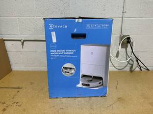 lot 91 image: ECOVACS DEEBOT T20 Omni Robot Vacuum and Mop, Hot Water Mop Washing, Auto Hot Air-Drying, 9mm AutoMop Lifting,Dual Spinning Mops,Self-Emptying, 6000Pa Suction, Obstacle Avoidance, YIKO Voice Assistant,White