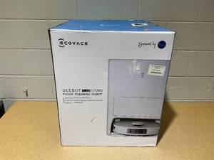 lot 95 image: ECOVACS DEEBOT T20 Omni Robot Vacuum and Mop, Hot Water Mop Washing, Auto Hot Air-Drying, 9mm AutoMop Lifting,Dual Spinning Mops,Self-Emptying, 6000Pa Suction, Obstacle Avoidance, YIKO Voice Assistant,White