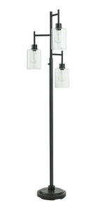 lot 63 image: Better Homes & Gardens 63.5 in 3 Light Contemporary Black Floor Lamp Clear Glass