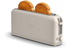 lot 322 image: bella 2 Slice Slim Toaster, Fits-anywhere Kitchenware, 6 Setting Shade Control with Reheat & Cancel Buttons
