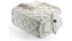lot 327 image: CAROMIO Heated Throw Blanket - Thick Tufted Sherpa Electric Blanket Throw with 10 Heating Levels and 10 Time Settings 5060, Off White