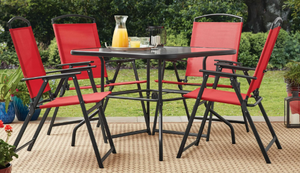 lot 45 image: Mainstays Albany Lane 5 Piece Outdoor Dining Set, Red