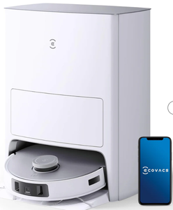 lot 97 image: ECOVACS DEEBOT T20 Omni Robot Vacuum and Mop, Hot Water Mop Washing, Auto Hot Air-Drying, 9mm AutoMop Lifting,Dual Spinning Mops,Self-Emptying, 6000Pa Suction, Obstacle Avoidance, YIKO Voice Assistant,White