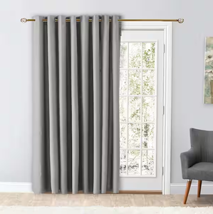 lot 27 image: Ricardo Gray Woven Grommet Room Darkening Curtain