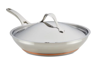 lot 32 image: Anolon Nouvelle Copper Stainless Steel 12 French Skillet & Lid