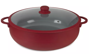 lot 33 image: Sedona Kitchen Aluminum 12 Qt Caldero with Silicone Rim Glass Lid and Silicone Handle Holder