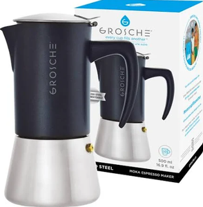 lot 108 image: Grosche Milano Stainless Steel Stovetop Espresso Maker