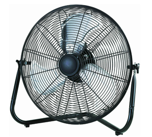 lot 131 image: Mainstays 20 3-Speed High Velocity Tiltable Black Steel Floor Fan