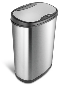 lot 134 image: Nine Stars Touchless Automatic Kitchen Trash Can, 13 Gallon, Motion Sensor, Stainless Steel Garbage Bin
