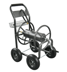 lot 144 image: Expert Gardener Silver 230 ft Steel Mobile Hose Reel Cart