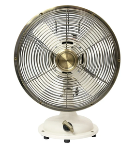 lot 180 image: Better Homes & Gardens Retro 8 3-Speed Metal White Oscillating New Tabletop Fan