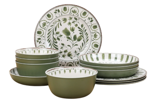 lot 215 image: 12PCS Better Homes & Gardens Bamboo Melamine Dinnerware Set