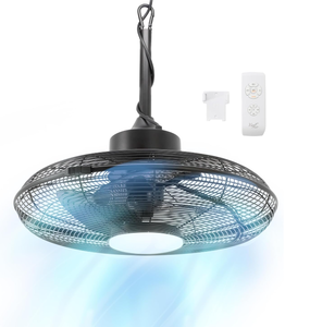 lot 239 image: Vie Air 20-Inch 3-Speed Outdoor Gazebo Fan  Durable Matte Black Design for Cooling and Air Circulation