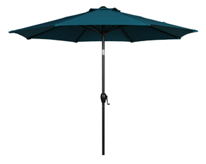 lot 412 image: Mainstays 9ft Teal Round Outdoor Tilting Market Patio Umbrella with Crank