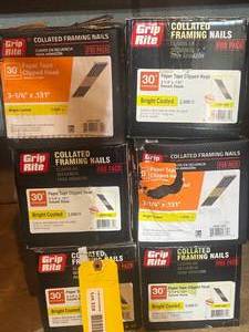 lot 319 image: Grip Rite Collated Framing Nails for Paslode Nailer