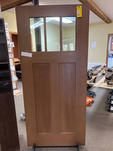 lot 47 image: Bayer Built Wood Door With Clear Glass Panels