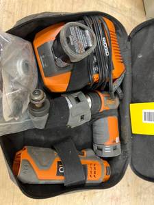 lot 96 image: Ridgid JobMax 12V Lithium-Ion Power Handle Kit With Attachments