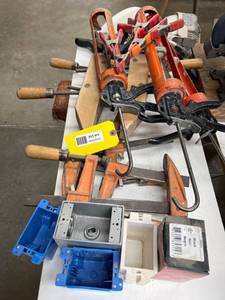 lot 112 image: Tools Lot Including Caulking Guns and Clamps