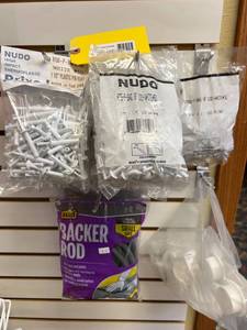 lot 119 image: Nudo Plastic Fasteners, Backer Rod, and Plastic Rivets