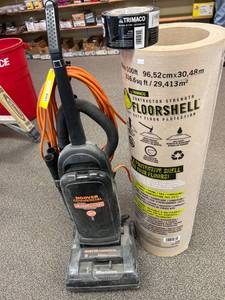 lot 123 image: Hoover Commercial Vacuum with Trimaco FloorShell Roll and Seam Tape