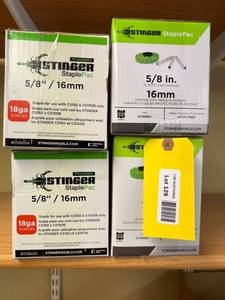 lot 126 image: Stinger StaplePac 58 in. and 38 in. Plastic Cap Staples (18ga) Lot