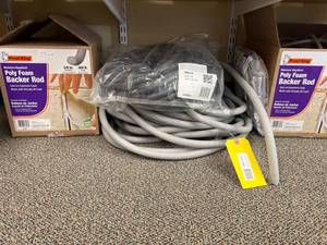 lot 140 image: Poly Foam Backer Rod Rolls and 58-inch Backer Rod