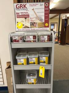 lot 173 image: GRK Fasteners R4 and FINTrim Screws on Display Rack