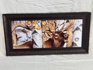 lot 9 image: Jerry Gadamus Birch Bugler Framed Airbrush Art Print - Numbered out of 1000