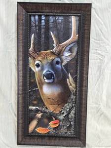 lot 10 image: Jerry Gadamus Framed Peek A Boo Buck Airbrush Art - Artist Signed - Numbered 9001000