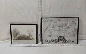 lot 29 image: Photograph of Battery D 188th Field Artillery at Fort Lewis, Washington, dated 1942 & Hand Drawn Deptiction of Their European Campaign